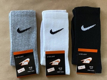 Nike Skarpetki, 3 pary, Nowe, 36-40, Długie, Modne