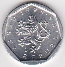 Czechy 20 halerzy, 1995 Znak mennicy „b’” stan 1