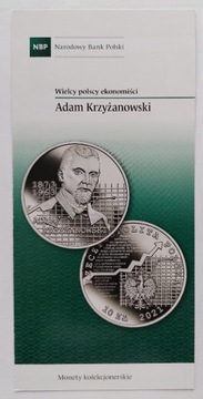 Folder 10 zł 2021- Adam Krzyżanowski - Ekonomiści 