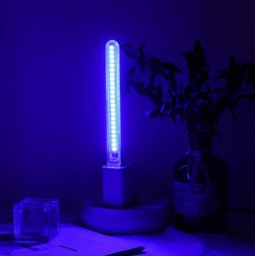 Lampka Nocna LED USB, NIEBIESKA,  Energooszczędna