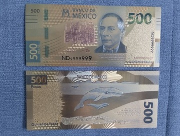  MEKSYK 500 pesos  banknot pozłacany