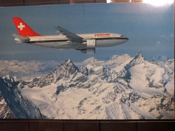 Pocztówka Samolot Swissair Airbus a310 Europa