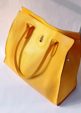 Skórzana torebka Wojewodzic shopper żółta
