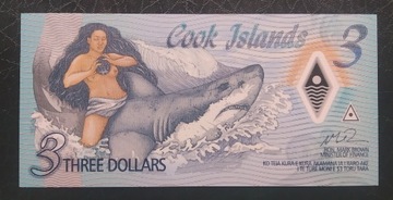 Wyspy Cooka 3 dollars UNC 