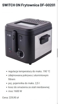 FRYTKOWNICA 2,5L 190°C REG. TEMP. 1600W - 36M GWAR