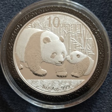 2011 Panda Chiny 10 Yuan srebrna uncja 