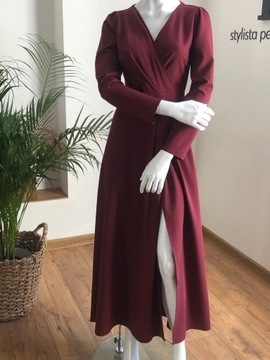 Bordowa sukienka MAXI r.36