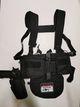 Chest rig czarny mnóstwo kieszeni regulacja 