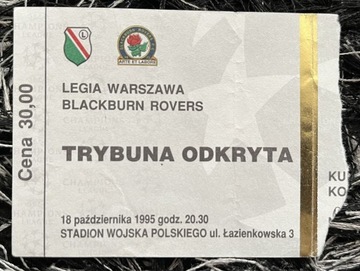 Bilet kolekcjonerski Legia - Blackburn 