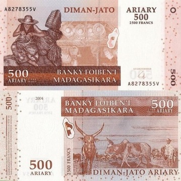 Madagaskar 500 Ariary UNC Hybrid 2004 ZDJ. POGL.