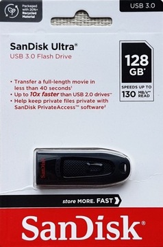 Pendrive Sandisk ULTRA 128GB USB 3.0 FLASH DRIVE