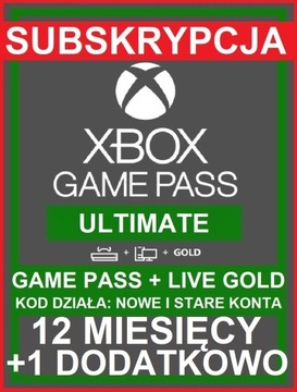 Live Gold + Game Pass Ultimate 12 miesięcy +1 msc