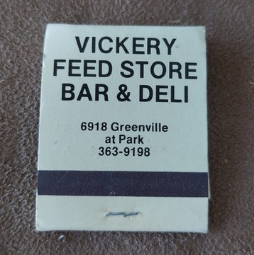 Zapałki Vickery feed store bar & Deli  