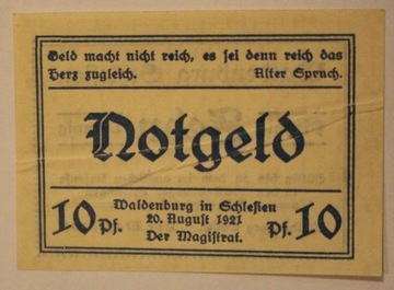 WAŁBRZYCH 10 Pfennig 1921 Waldenburg Schlefien 