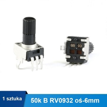 Potencjometr pionowy 50k B RV0932 oś-6mm