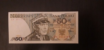 50 zł , Świerczewski , 1988r, UNC , seria GK