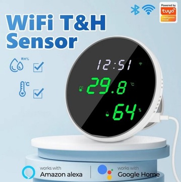 Termometr Higrometr LED WIFI TUYA Smart Alexa TH03