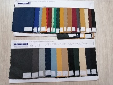Wzorniki faktur i kolorów materiałów tapicerskich.