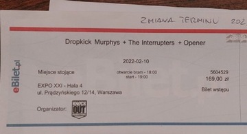 Bilety 2szt na Dropkick Murphys 30.STY.23 Warszawa