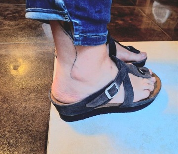 Klapki japonki na platrormie Birkenstock r 39