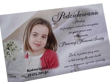 podziękowania na I Komunię Świętą