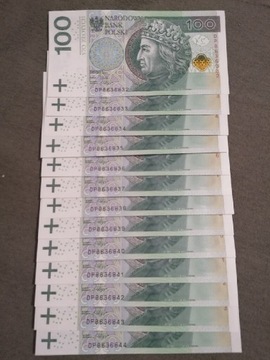 Seria banknotów 13x100zl numery po kolei