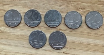Komplet 7 monet 20 zł z 1989-90r.