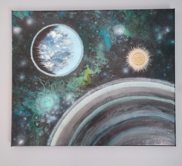 Obraz ręcznie malowany Kosmos Abstrakcja 50x60