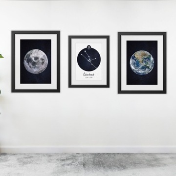 Zestaw Plakatów Ziemia i Księżyc + Znak Zodiaku