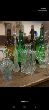 Butelki różne szklane kolorowe 