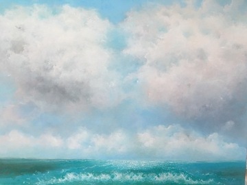 Chmury, pejzaż, malarstwo akrylowe, malarstwo