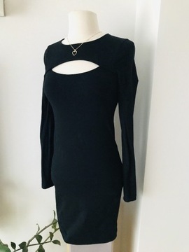 Sukienka damska XS 34 z dekoltem łezka czarna 