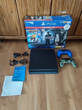 [PS4] Konsola PlayStation 4 Slim 1TB + 2 Pady, Oryginalne pudełko