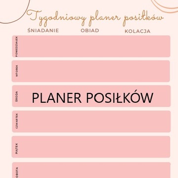 Tygodniowy planer posiłków jadłospis do wydruku