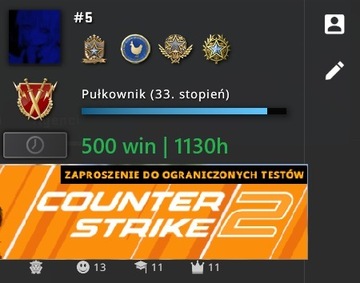 KONTO CS2 i CSGO, MEDALE ODZNAKI  STATUS PRIME