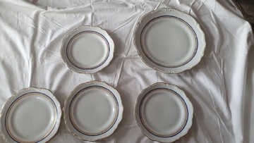 wałbrzych talerze 5 sztuk porcelana prl sygnatura 