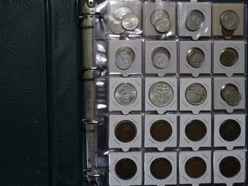 Stary poklejony klaser z monetami ciekawy mix
