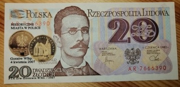 20 zł banknot z nadrukiem Gorzów Wlkp. 2 zł