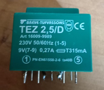 Transformator 220V~ 9V~