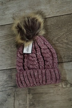 Wool Fashion Italia różowa wełniana czapka z pompo
