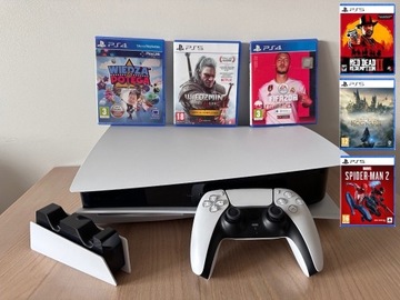 Playstation 5 + ładowarka Sony + 6 gier -gwarancja