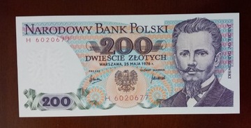 200 zł złotych - 1976 r. seria H - stan 1 UNC