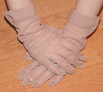 Stare eleganckie rękawiczki ażurkowe oryginał PRL 