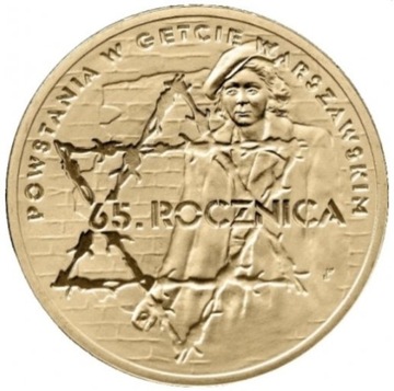 Moneta 2zł 65. rocznica powstania w getcie warszaw