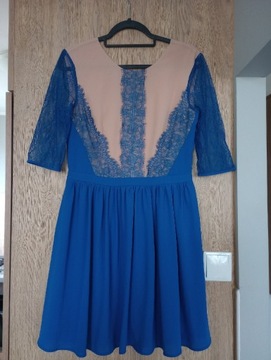 Elegancka niebiesko-beżowa sukienka Oasis 