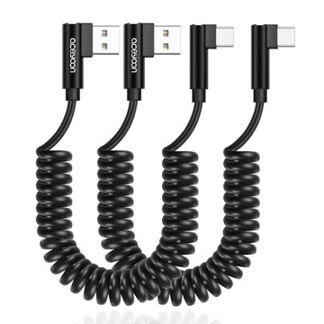 Aceyoon kabel spiralny kątowy USB - USB C 30-80cm