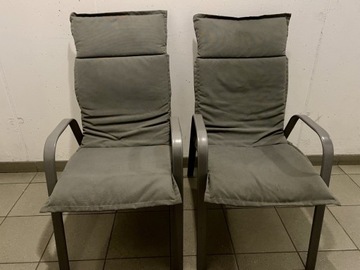 Krzesła ogrodowe metalowe antracytowe z poduszkami