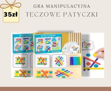 Gra drewniana edukacyjna Tęczowe patyczki