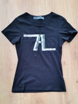 ZARA M (małe M) czarny t-shirt cekiny