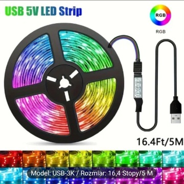 Taśma led 5m usb.